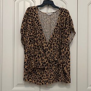 Nine West Tan and Black Animal Print Top